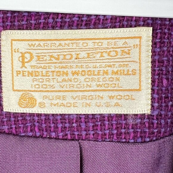 Pendleton Women 14 Pure Virgin Wool Blazer Purple Tweed Jacket USA Made Timeless - Picture 13 of 16